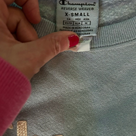 Champion Reverse Weave Dip Dye Blue Ombre Long Sleeve Pullover Embroidere - Picture 4 of 5